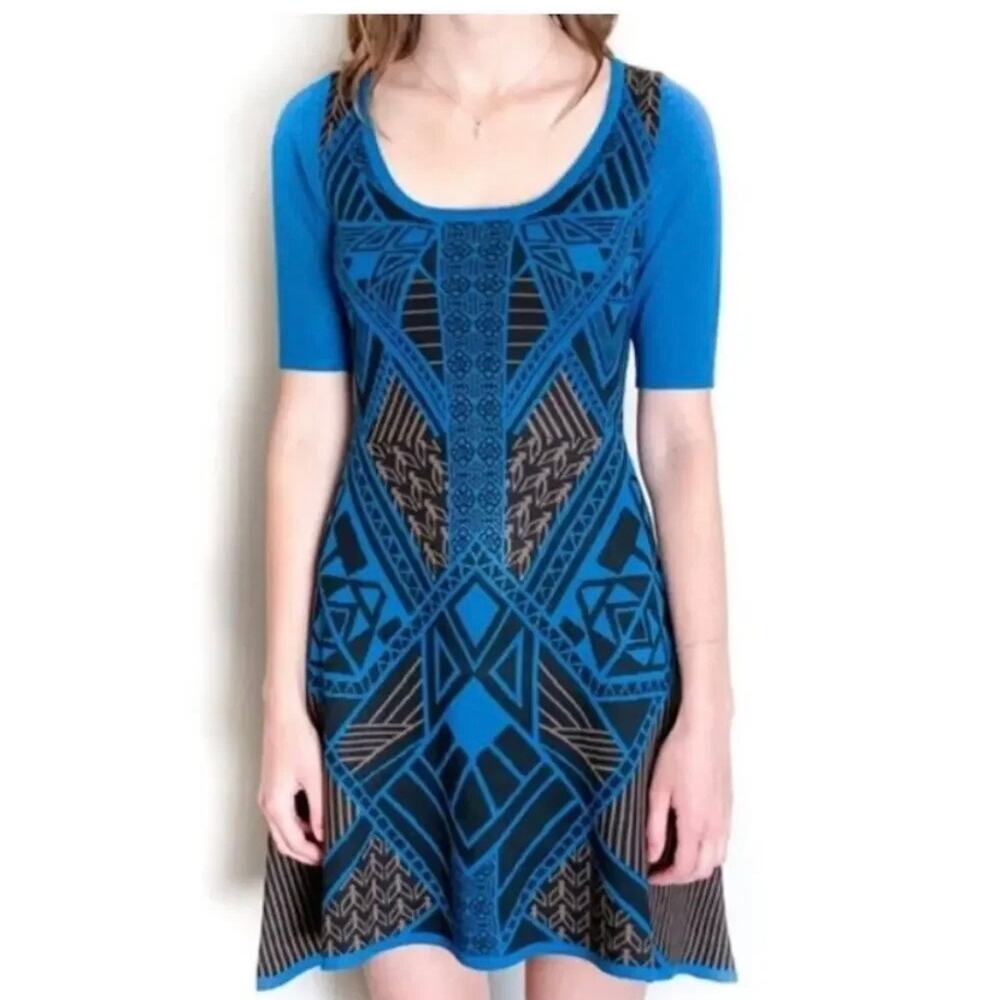 Flying Tomato Indie Sleaze Geometric Knit Sweater Dress Tunic Medium